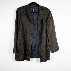 Eileen Fisher Black & Gold Silk Textured Blazer. XL.   Fully lined.